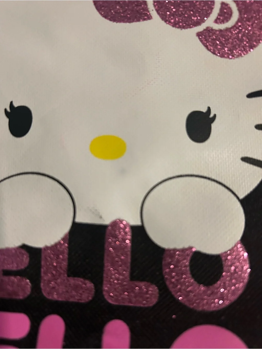 Hello Kitty Black Tote Bag with Pink Glitter and White Accents & Bracelet